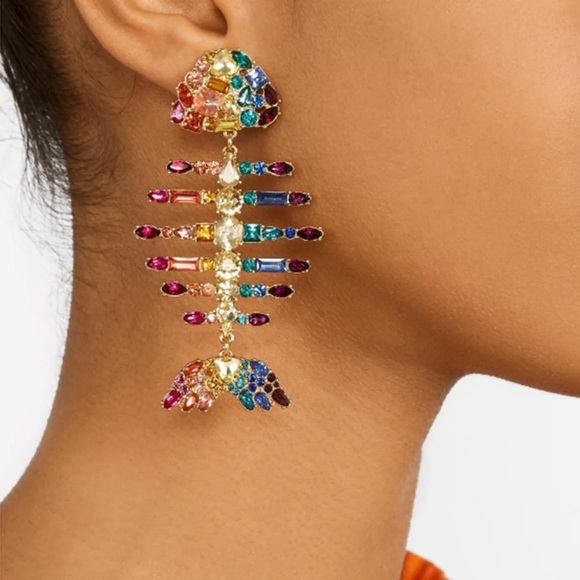 January Dawn Jewelry - Multi color gem fishbone earrings